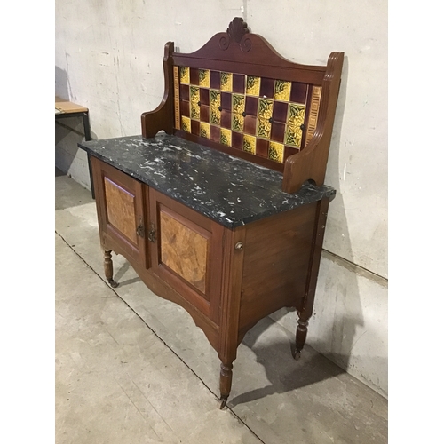 794 - Walnut Marble Top Wash Stand With Walnut Dressing Table