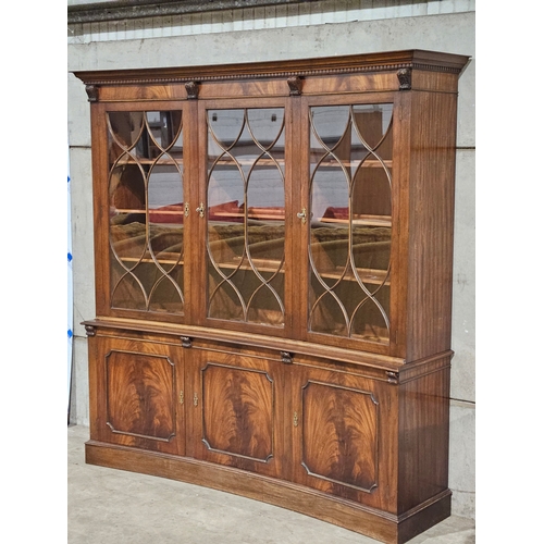 839 - Reproduction Bevan Funnell Style Curved Astral Display Cabinet H182cm W179cm D44cm With Keys