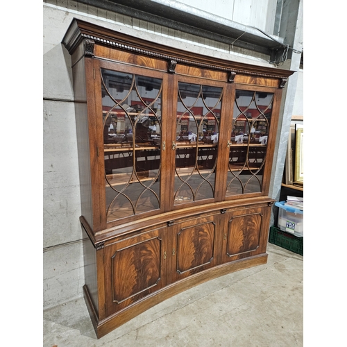 839 - Reproduction Bevan Funnell Style Curved Astral Display Cabinet H182cm W179cm D44cm With Keys