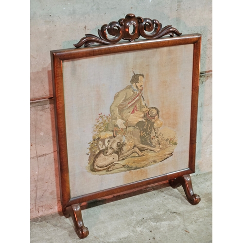 878 - Mahogany Tapestry Fire Screen