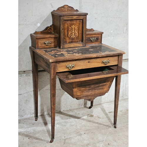 883 - Mahogany Inlaid Ladies Writing Desk/Work Box