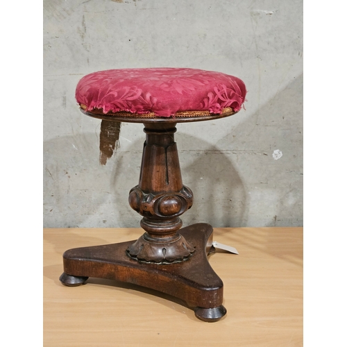 892 - Victorian Swivel Top Tripod Piano Stool