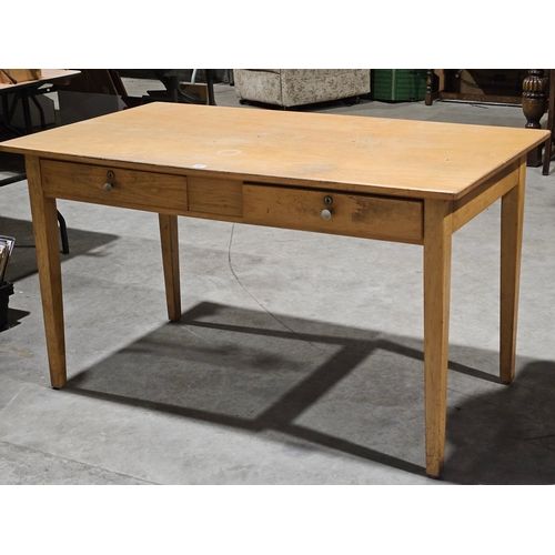 987 - Light Oak Old School Desk H76cm W137cm D76cm