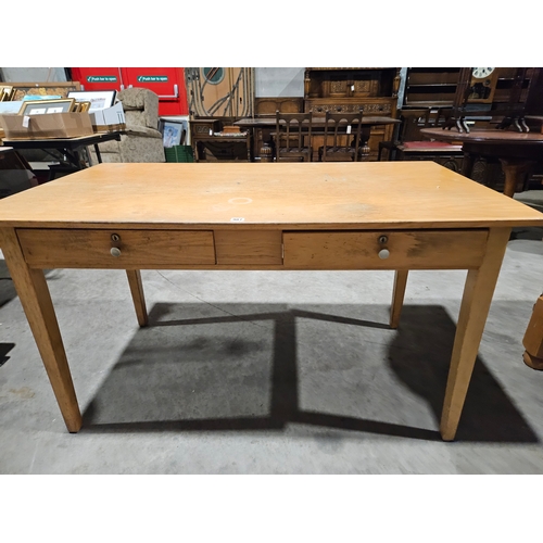 987 - Light Oak Old School Desk H76cm W137cm D76cm