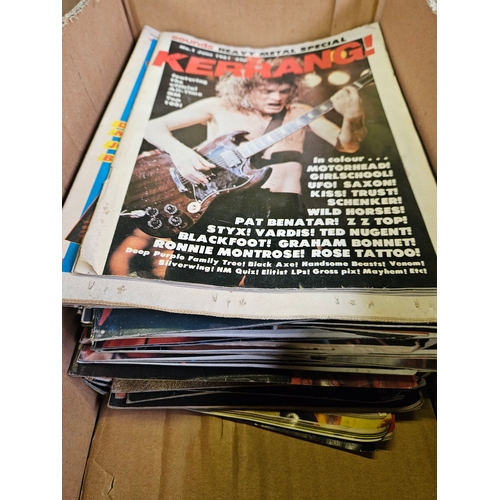 14 - Box Including Assorted Kerrang Rock Magazines Issues 1-50 & Other Magazines