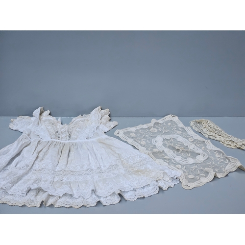 26 - Box Including Victorian Child's Dress, Assorted Lace Etc