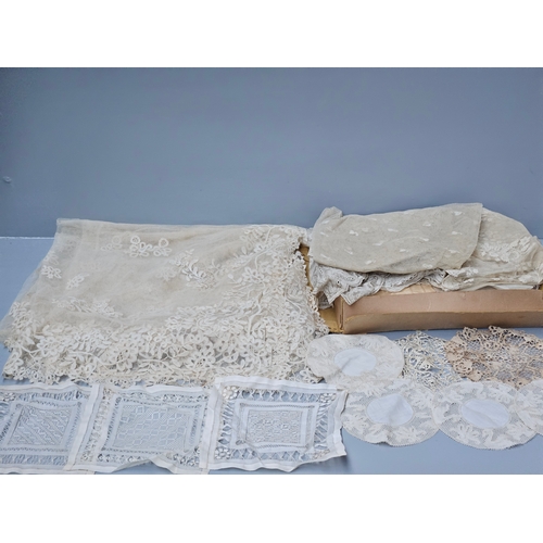 26 - Box Including Victorian Child's Dress, Assorted Lace Etc