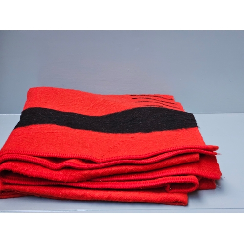 33 - Red/Black Wool Blanket & Bedcover & Valance