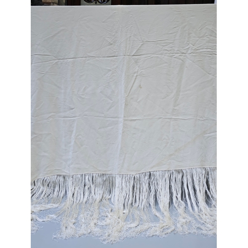 45 - Vintage Cream Piano Style Shawl Approximately 100cm x 100cm (Slightly Marked)