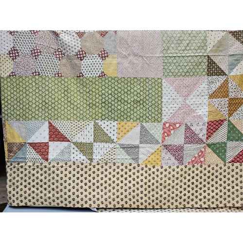 48 - Large Patchwork Quilt Approximately 274cm x 270cm & Yellow/Blue Quilt (Both A/F)