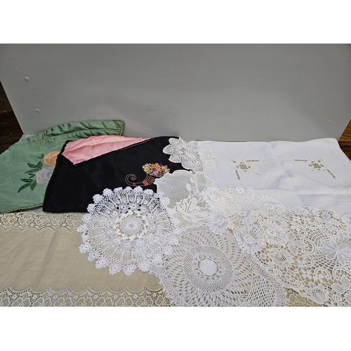 65 - Assorted Doilies, Runner, Tablecloth Etc