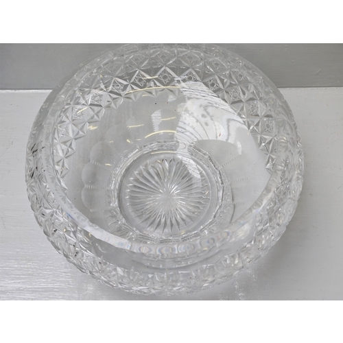 76 - Cut Glass Footed Rose Bowl H14cm W26cm