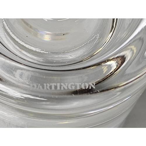 79 - 6 Dartington Whisky Tumblers & 1 Other, A Pair Of David Mellor Clear Glass Candleholders