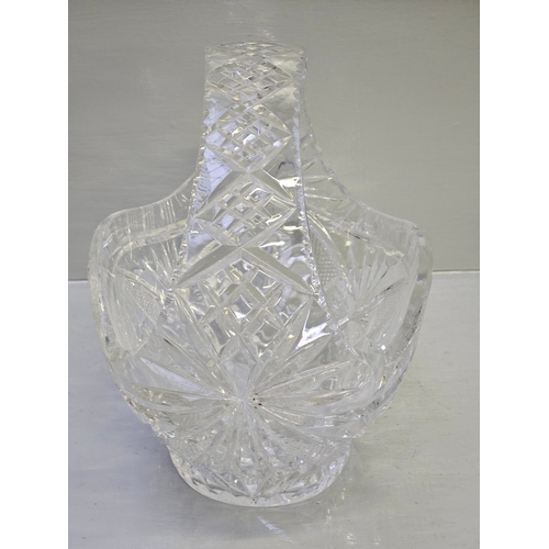 92 - Cut Glass Decorative Basket H25cm W25cm