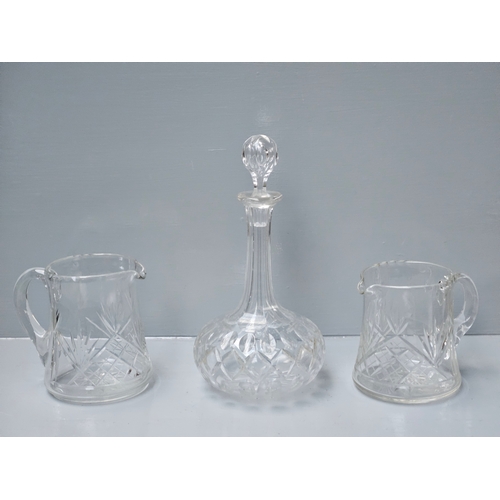 104 - 2 Cut Glass Water Jugs & Cut Glass Decanter