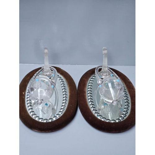 109 - A Pair Of Oval Girandoles With Bevelled Glass H40cm