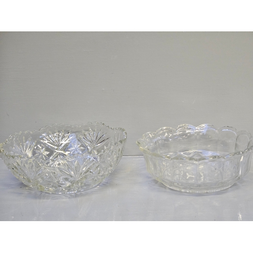 113 - Large Cut Glass Footed Bowl & 2 Cut Glass Fruit Bowls