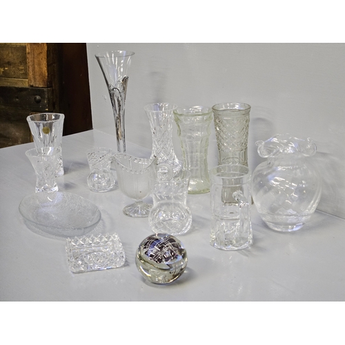 117 - Box Including Cut Glass Vases, Paperweight Etc