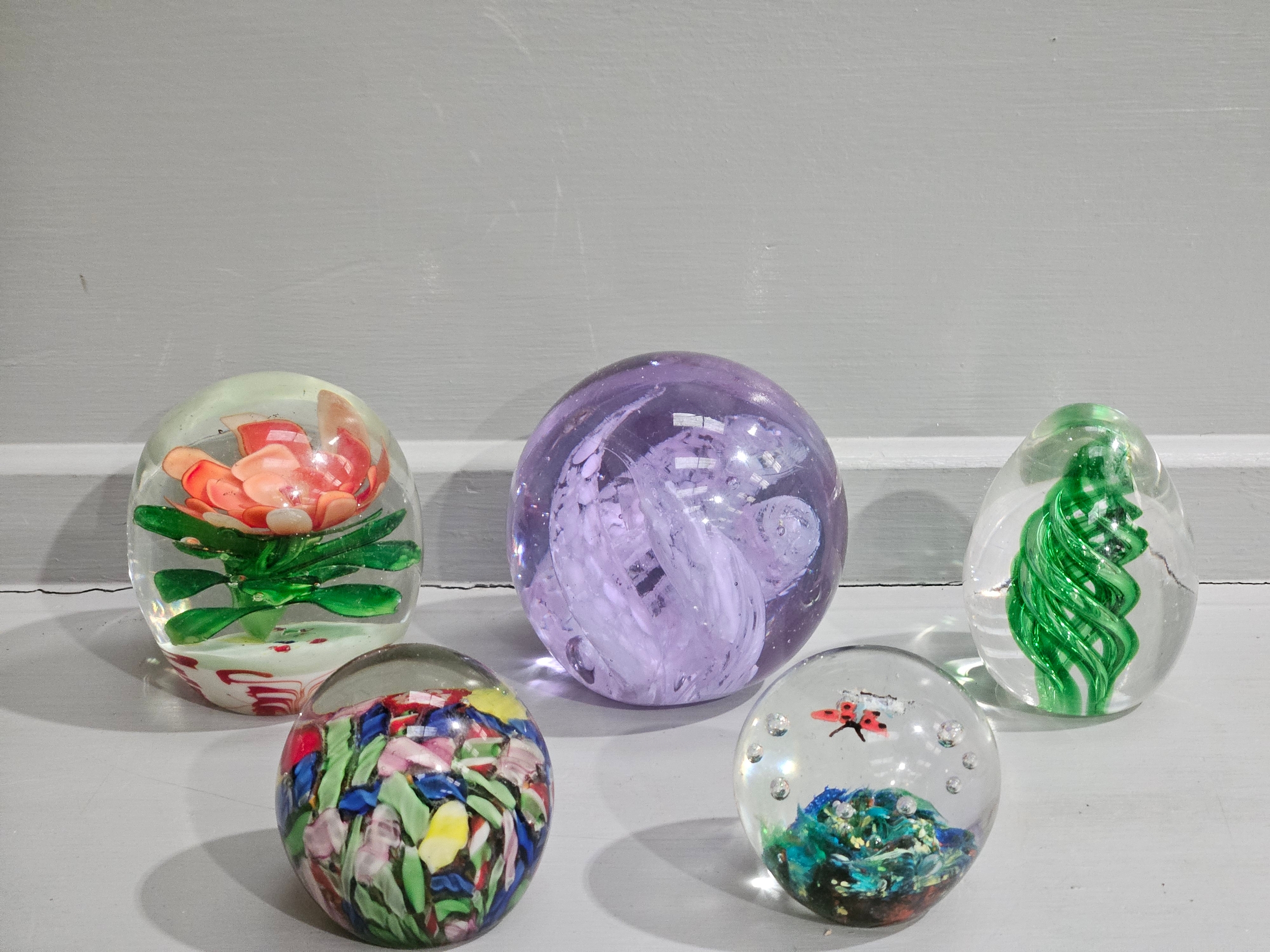 5 Glass Paperweights