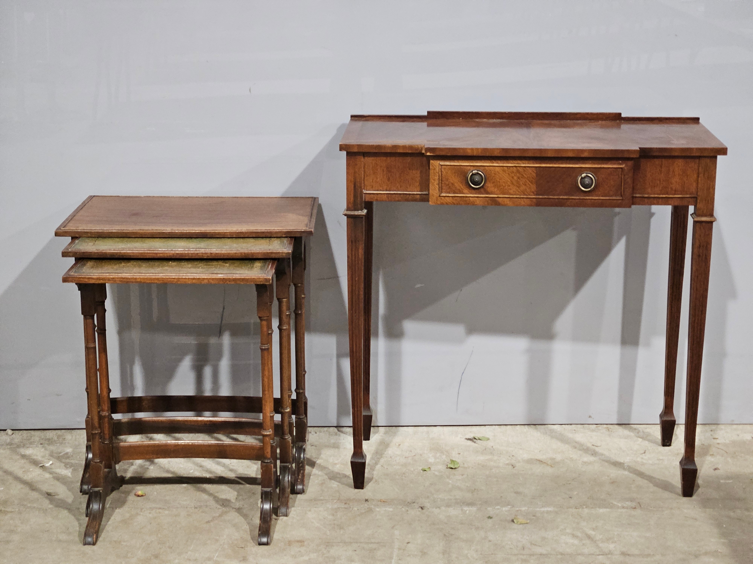 Small Reproduction Hall Table & Mahogany Nest Of 3 Tables