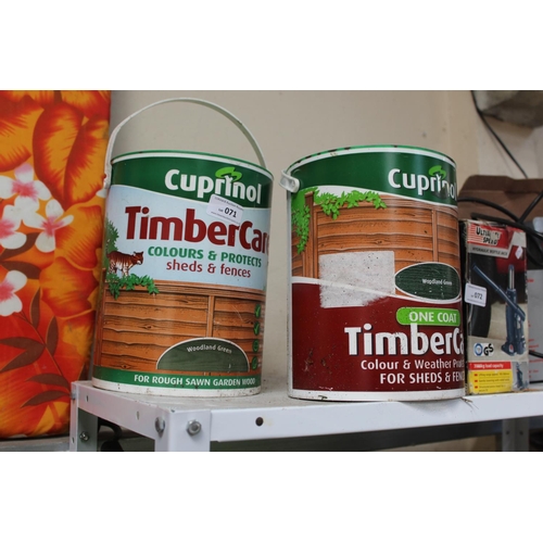 71 - TWO TUBS OF (WOODLAND GREEN) CUPRINOL TIMBERCARE