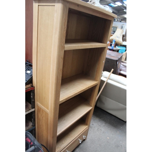 169 - 4 TIER OAK BOOKCASE WITH DRAWER