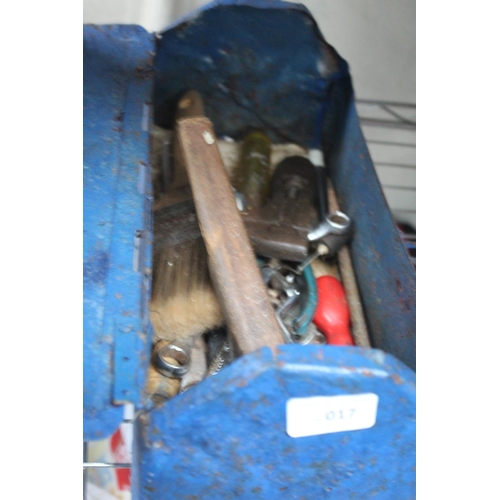 17 - BLUE METAL TOOLBOX WITH TOOLS