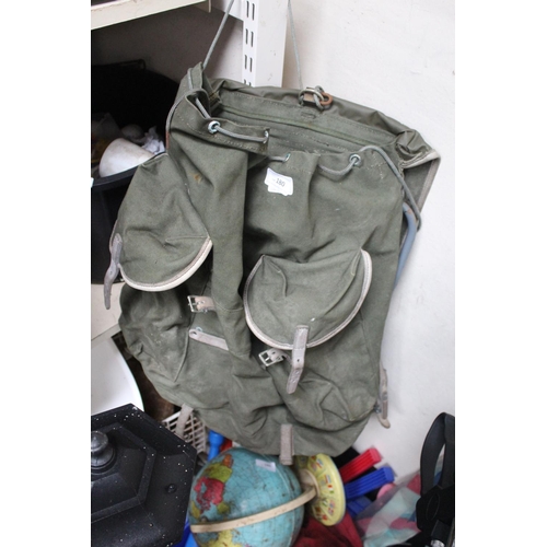 180 - GREEN CANVAS BACKPACK