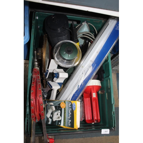 217 - BOX OF ASSORTED TORCHES AND BELLOWS