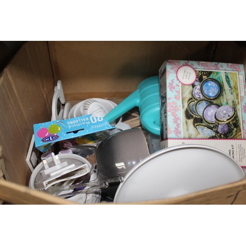 221 - BOX F ASSORTED DISHES, WATERING CAN AND RING MARKING KIT