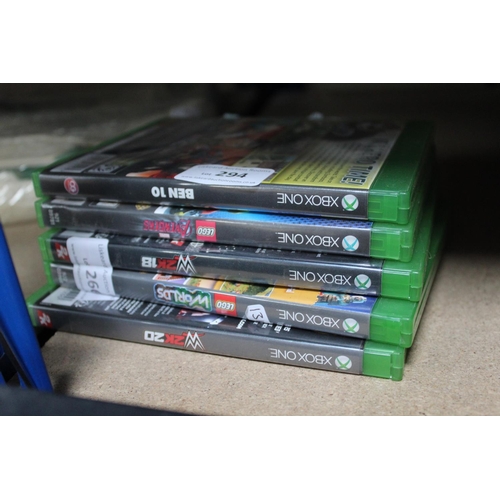 294 - 5 XBOX ONE GAMES INC  UNOPENED 2020 WRESTLING  ETC    GOOD BUNDLE