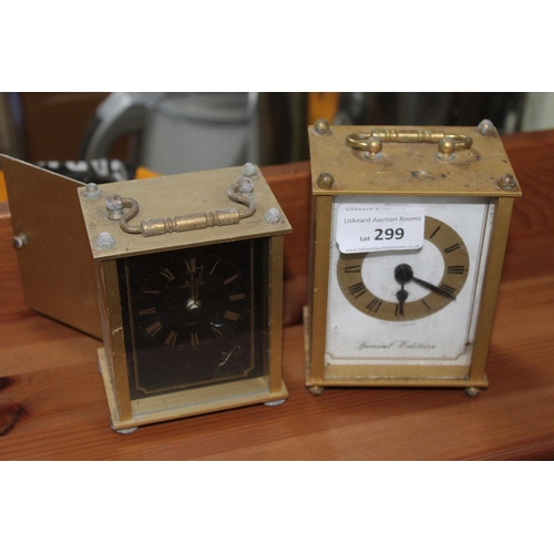 299 - 2 BATTERY OPERATED CARRIAGE CLOCKS