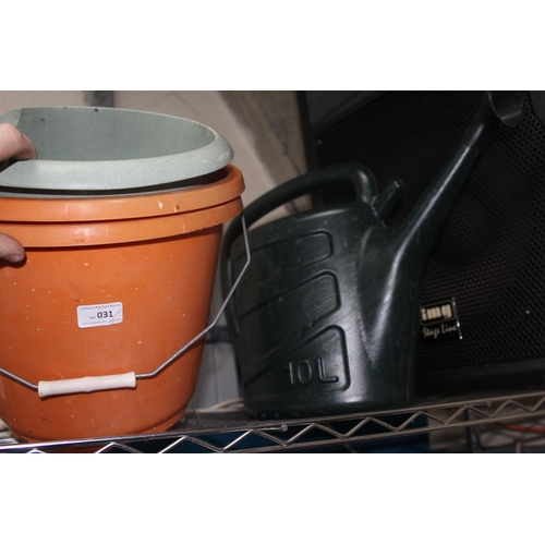 31 - 3 PLASTIC BUCKETS AND PLASTIC WATERING CAN