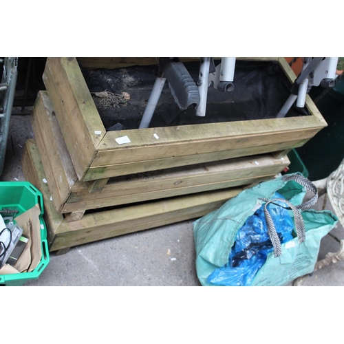 324 - 3 WOODEN OBLONG PLANTERS (GROWBAG SIZE)