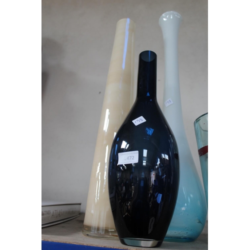 472 - 3 LARGE GLASS VASES