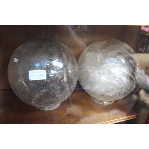 490 - 2 ANTIQUE GLASS LIGHT GLOBES