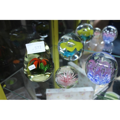 572 - 4 GLASS PAPERWEIGHTS