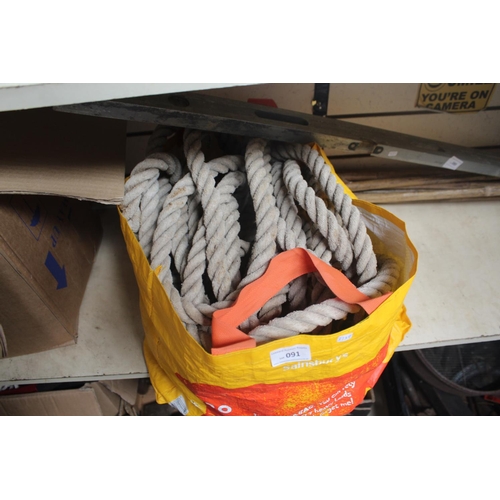 91 - BAG WITH LARGE QTY OF ROPE