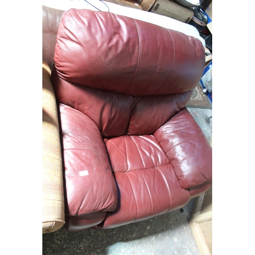 572 - RED LEATHER ARM CHAIR