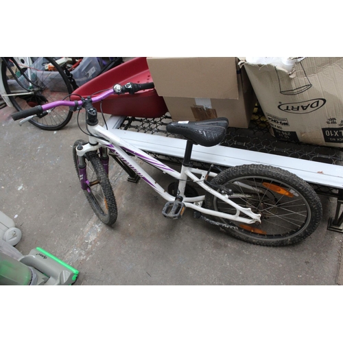 1 - CHILD'S SPECIALIZED FRONT SUSPENSION  BICYCLE IN WHITE AND PURPLE