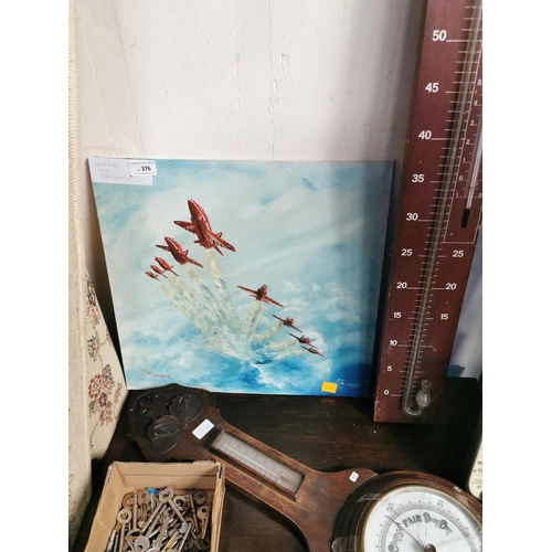 376 - OIL PAINTING OF RED ARROWS