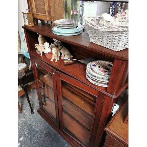 381 - MAHOGANY 2 GLAZED DOOR BOOKCASE