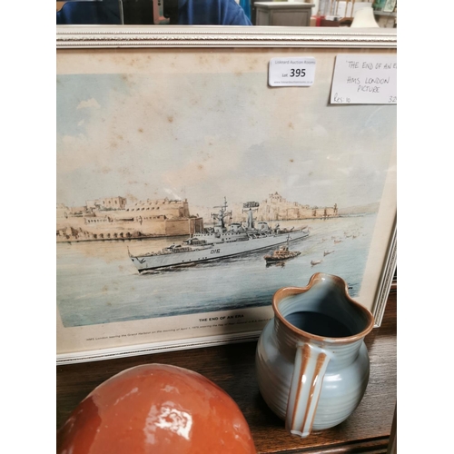 395 - FRAMED AND GLAZED PICTURE OF HMS LONDON