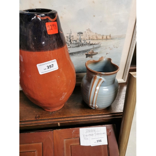 397 - STONEWARE VASE AND JUG