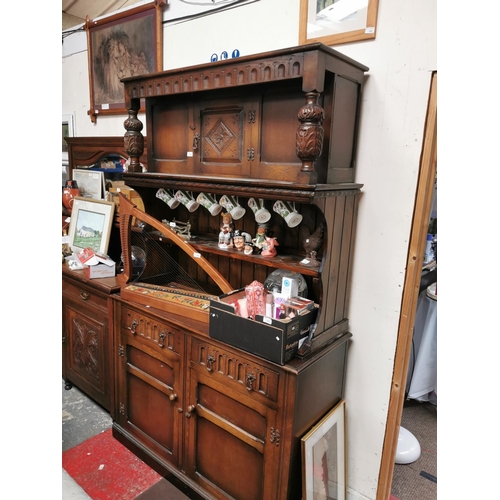 404 - OAK TRIPLE COURT CUPBOARD/ DRESSER