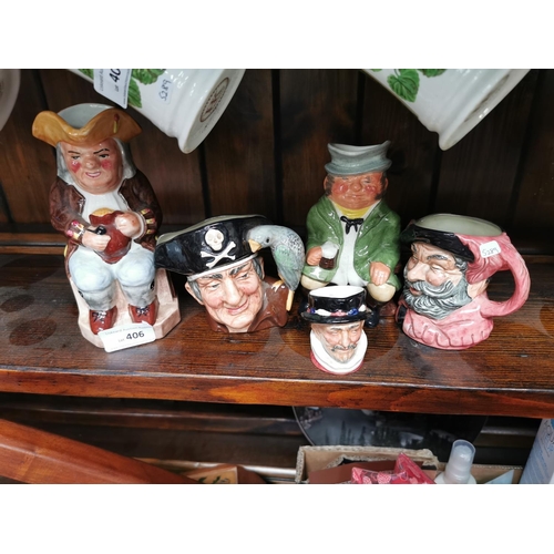 406 - TOBY AND CHARACTER JUGS  ALL BRANDED INC ROYAL DOULTON