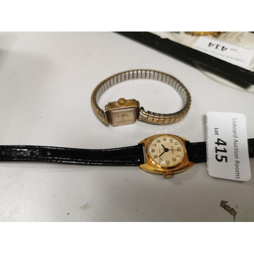 415 - 2 LADIES SEKONDA WATCHES   1 POSS  PART GOLD