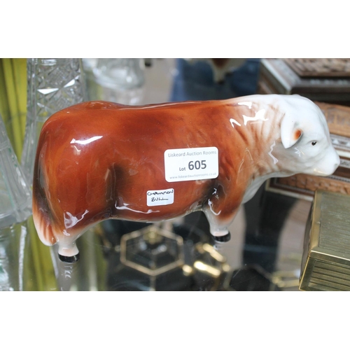 605 - 'THE CHAMPION' CERAMIC GLAZED BULL