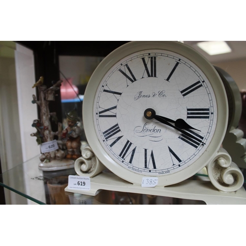 619 - CREAM JONES & CO LONDON MANTLE CLOCK