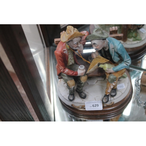 629 - CAPODIMONTE STYLE FIGURINE OF 2 GENTLEMEN